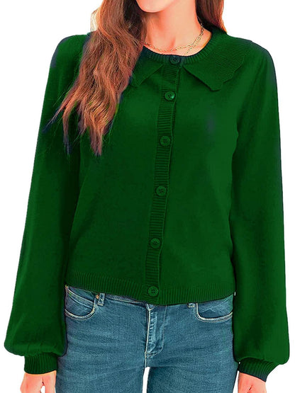 Collared Long Sleeve Button Down Cardigan Carauana Store