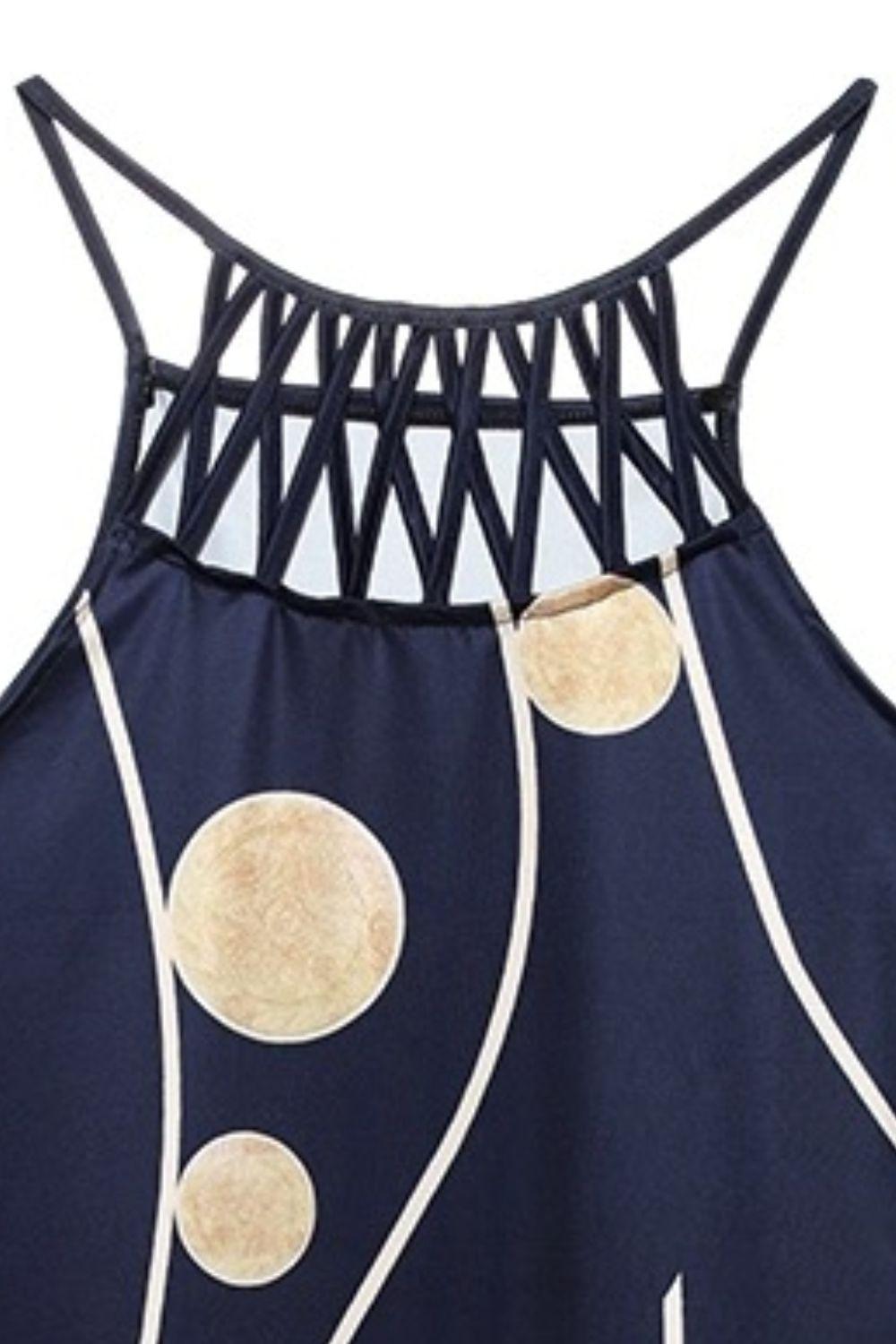 Printed Grecian Neck Mini Dress Carauana Store