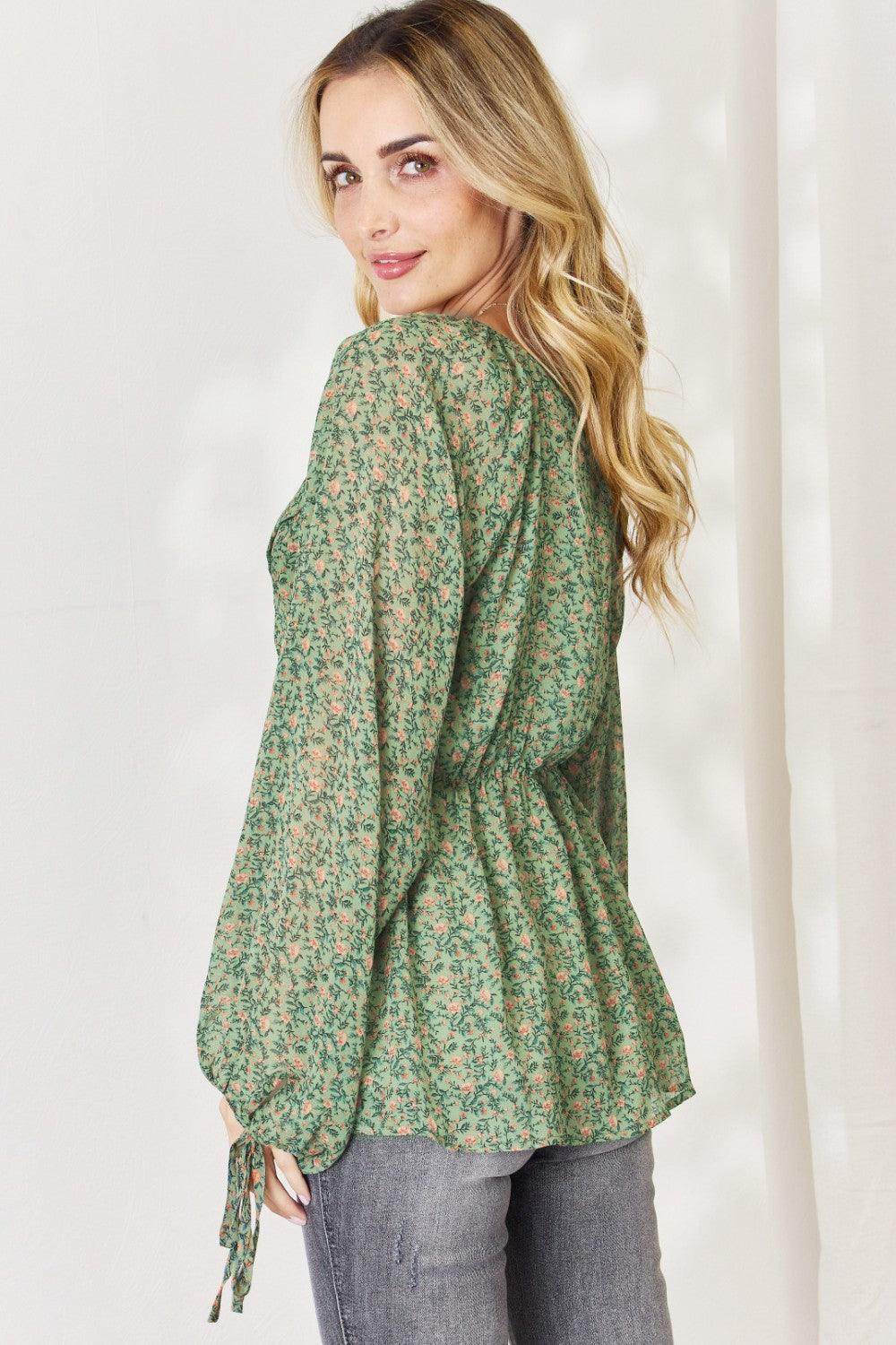 HEYSON Full Size Floral Surplice Peplum Blouse Carauana Store
