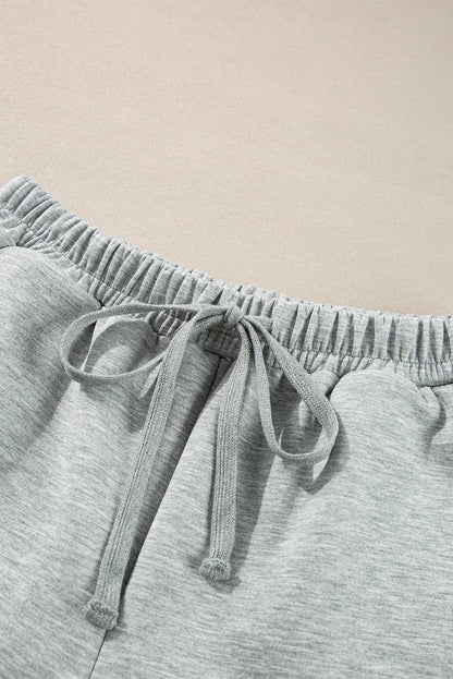 Half Zip Long Sleeve Top and Drawstring Shorts Set Carauana Store