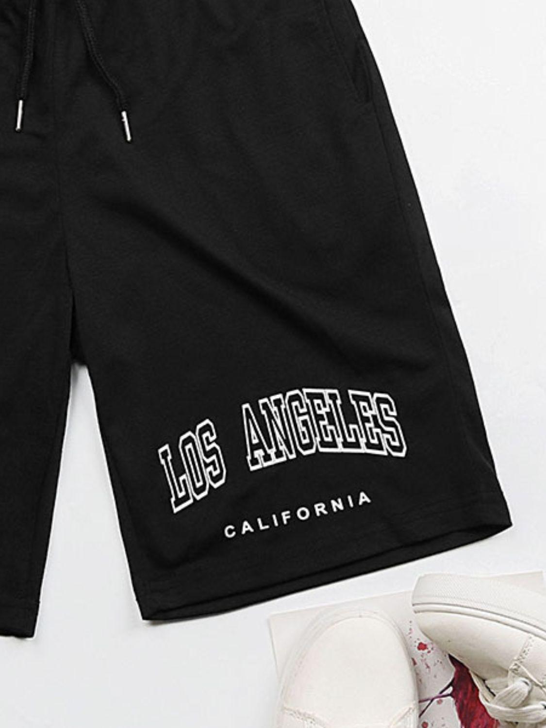LOS ANGELES CALIFORNIA Graphic Drawstring Shorts Carauana Store