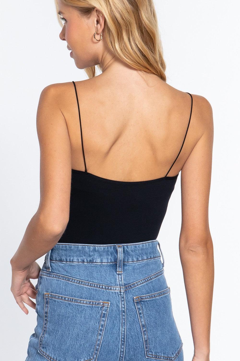 ACTIVE BASIC Ribbed Round Neck Seamless Cami Bodysuit Carauana Store