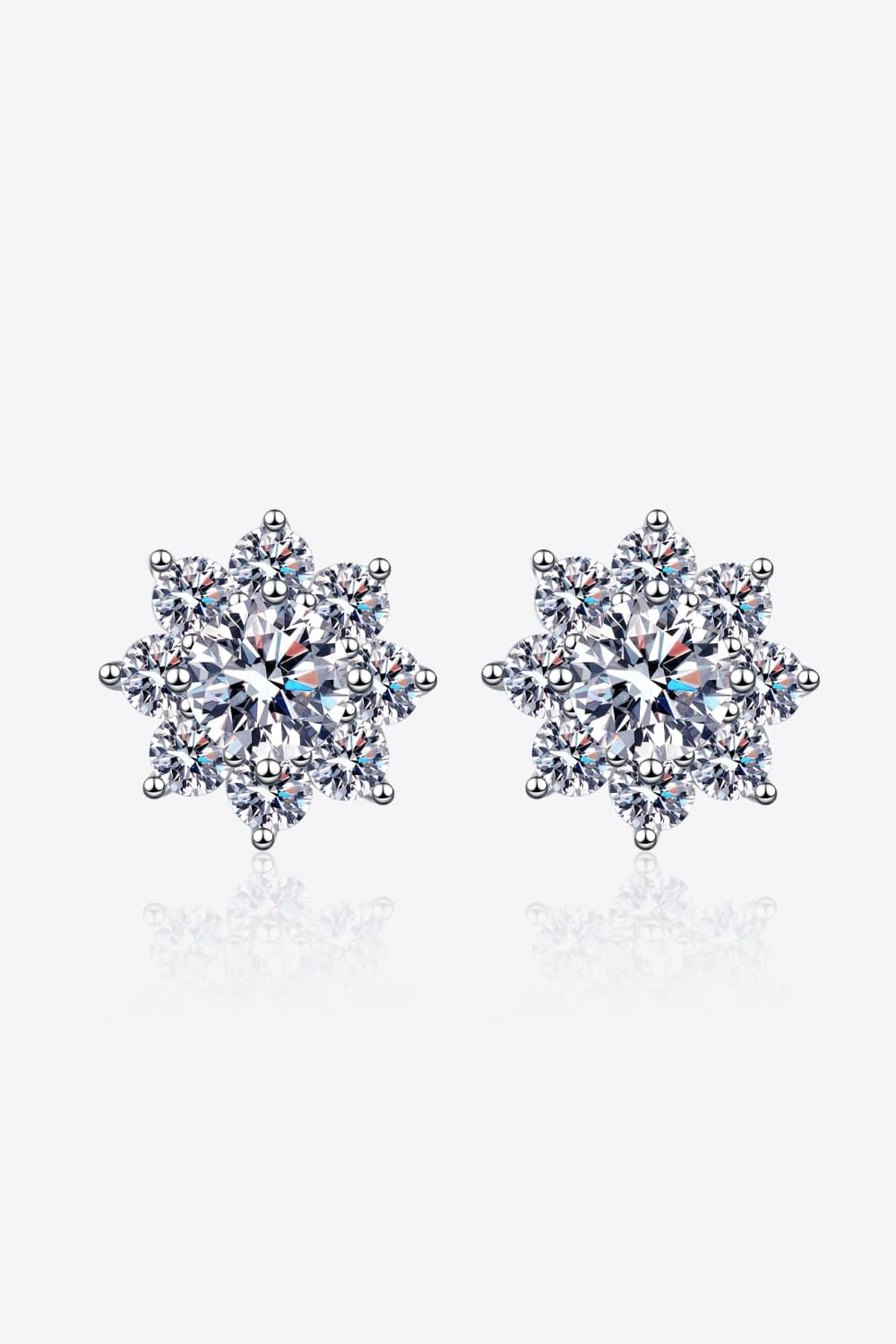 1 Carat Moissanite 925 Sterling Silver Flower Earrings Carauana Store