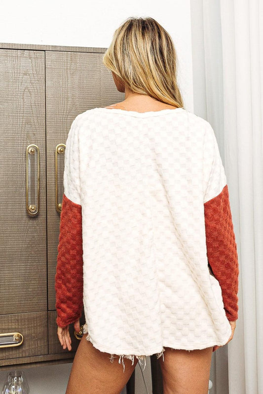 BiBi Color Block Brushed Checker Top Carauana Store
