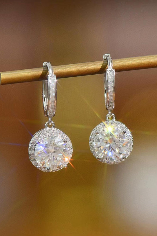 2 Carat Moissanite Round Drop Earrings Carauana Store