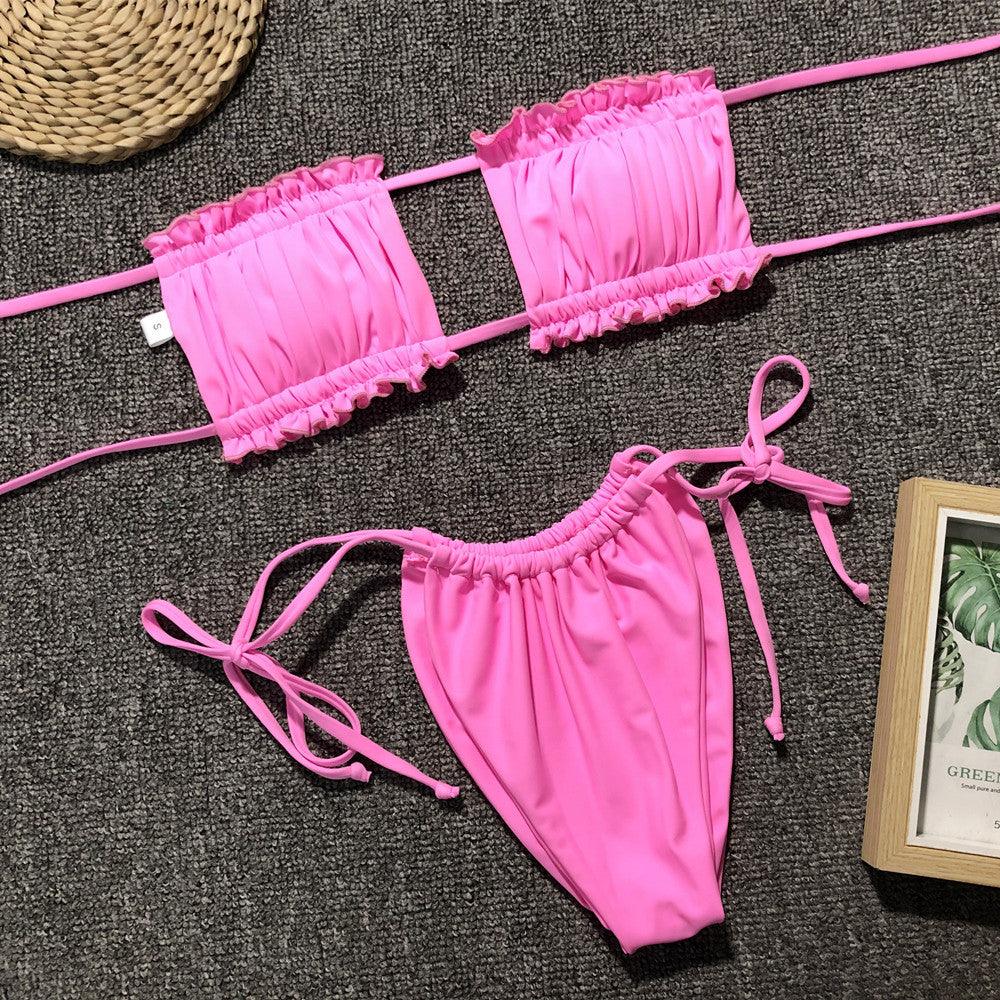 Frill Trim Ruched Bikini Set Carauana Store