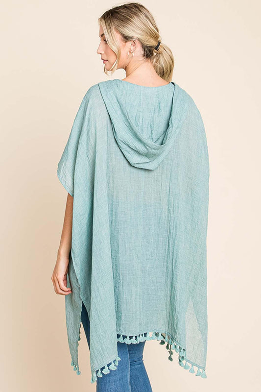 Cotton Bleu by Nu Label Tassel Hem Hooded Cover Up Carauana Store