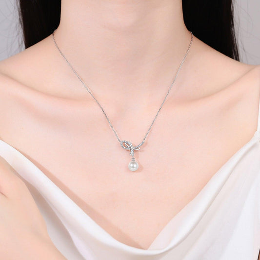 Natural Pearl Pendant Moissanite 925 Sterling Silver Necklace Carauana Store