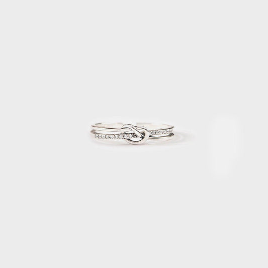 925 Sterling Silver Double-Layered Knot Ring Carauana Store