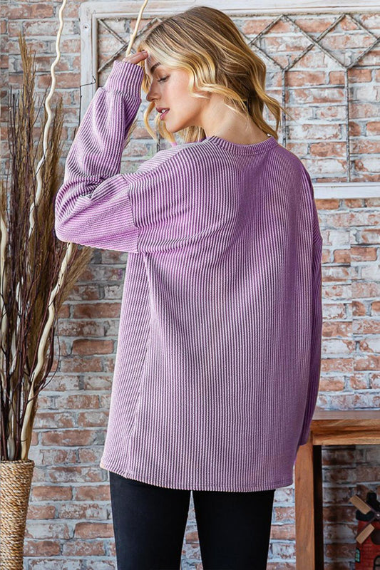 Heimish Full Size Round Neck Dropped Shoulder Blouse Carauana Store
