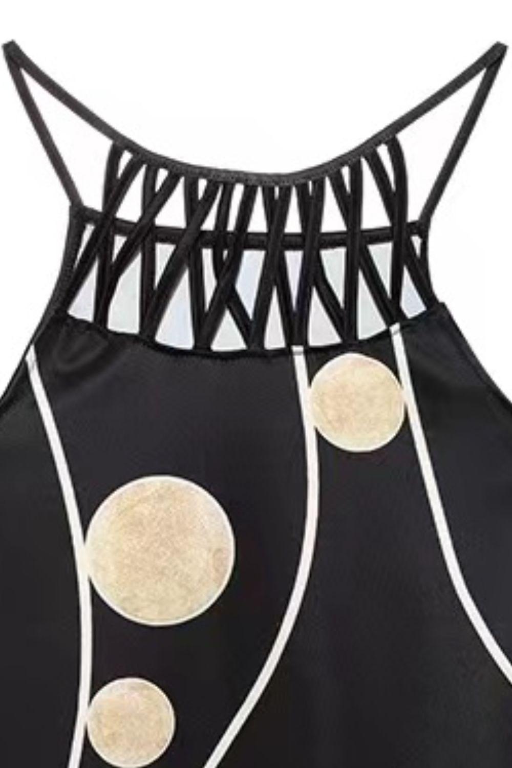 Printed Grecian Neck Mini Dress Carauana Store