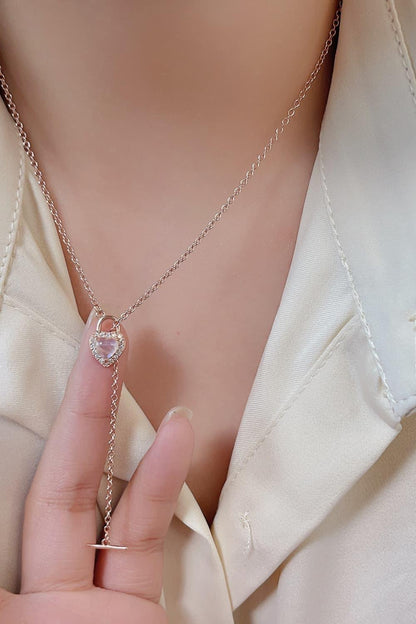 Moonstone Heart Lock Pendant Necklace Carauana Store