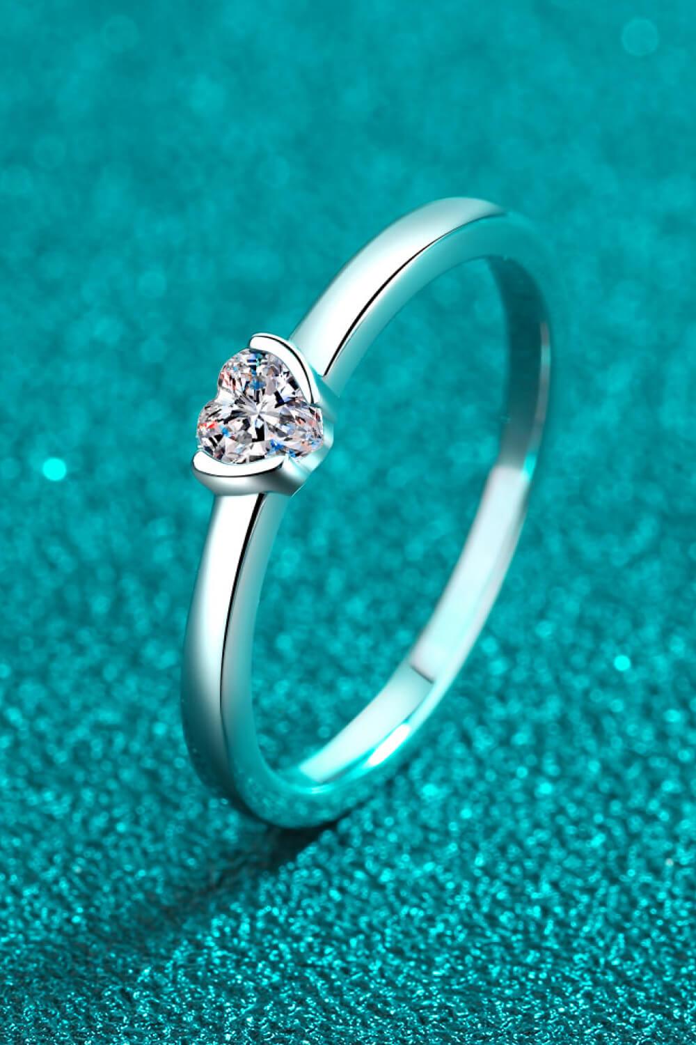 Heart-Shaped Moissanite Solitaire Ring Carauana Store