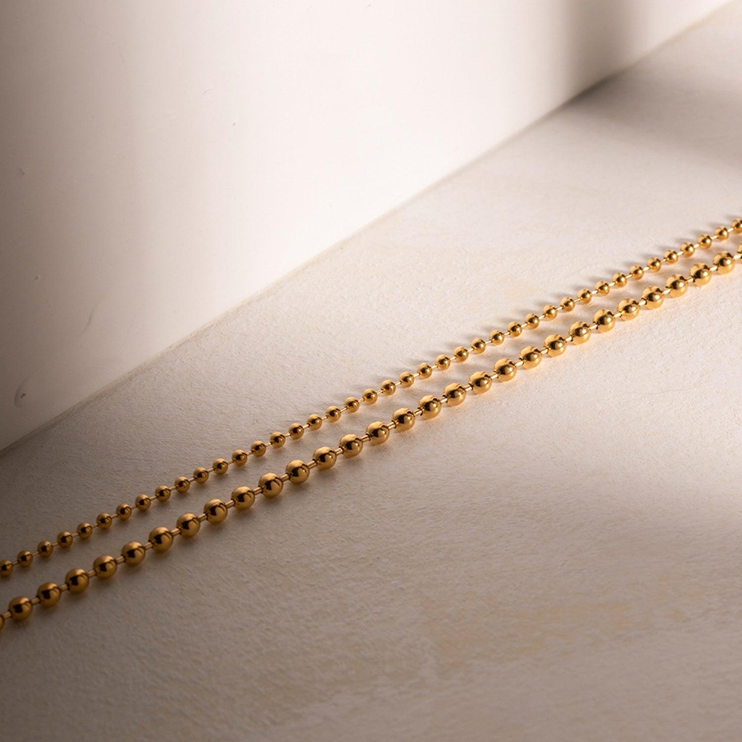 18K Gold-Plated Lobster Closure Bead Necklace Carauana Store