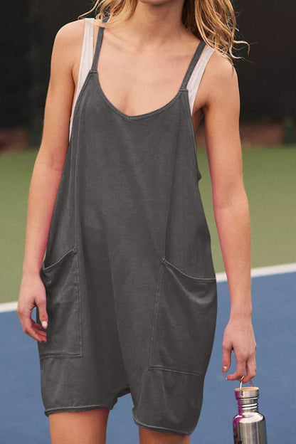 Pocketed Spaghetti Strap Romper Carauana Store