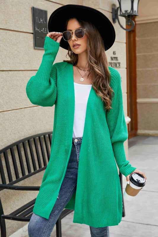 Open Front Lantern Sleeve Cardigan Carauana Store