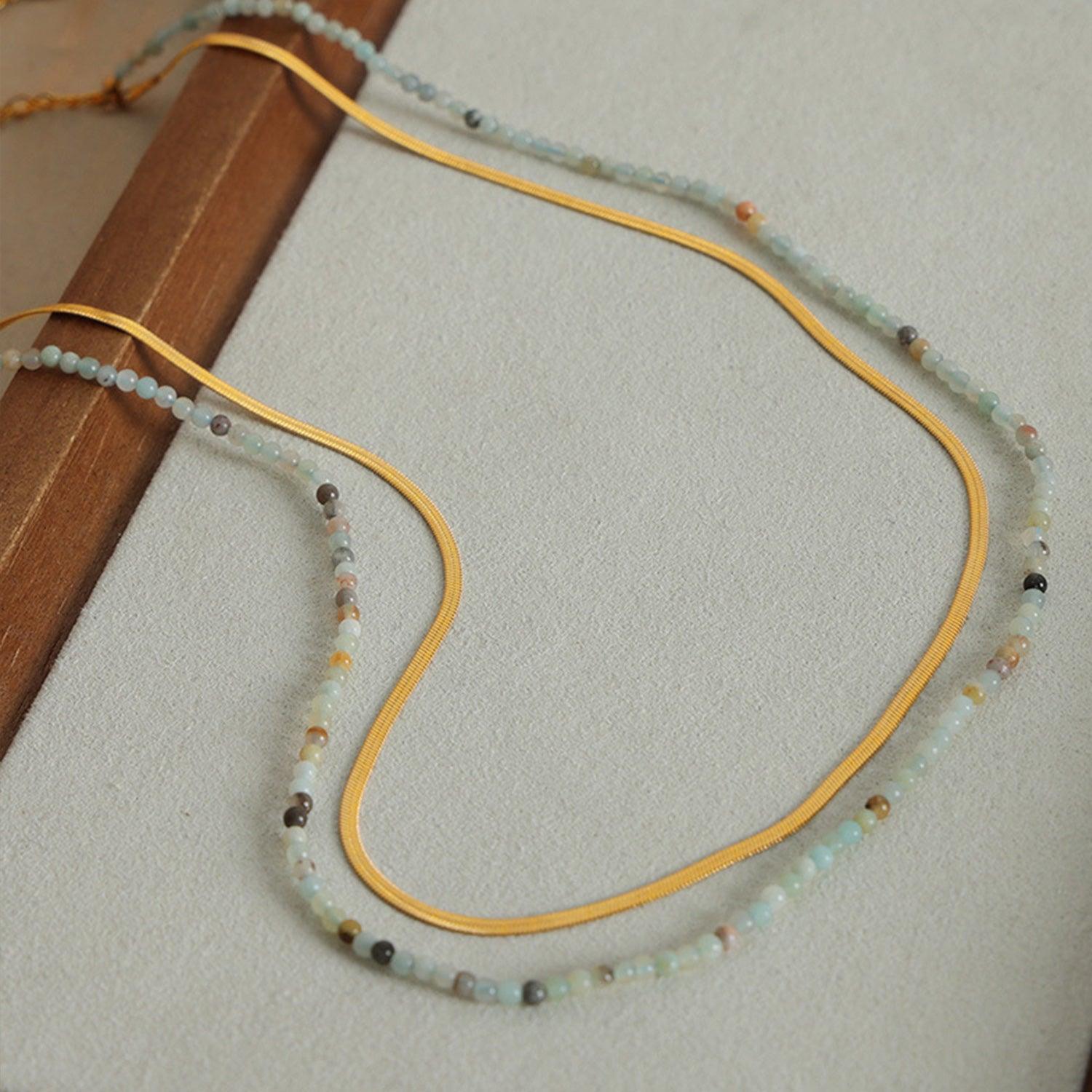 Beaded Titanium Steel Double-Layered Necklace Carauana Store