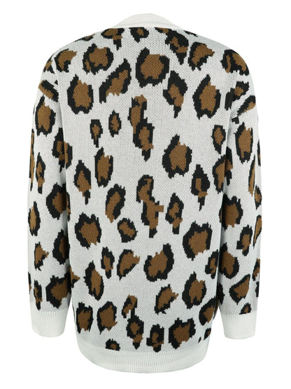 Leopard Open Front Dropped Shoulder Cardigan Carauana Store
