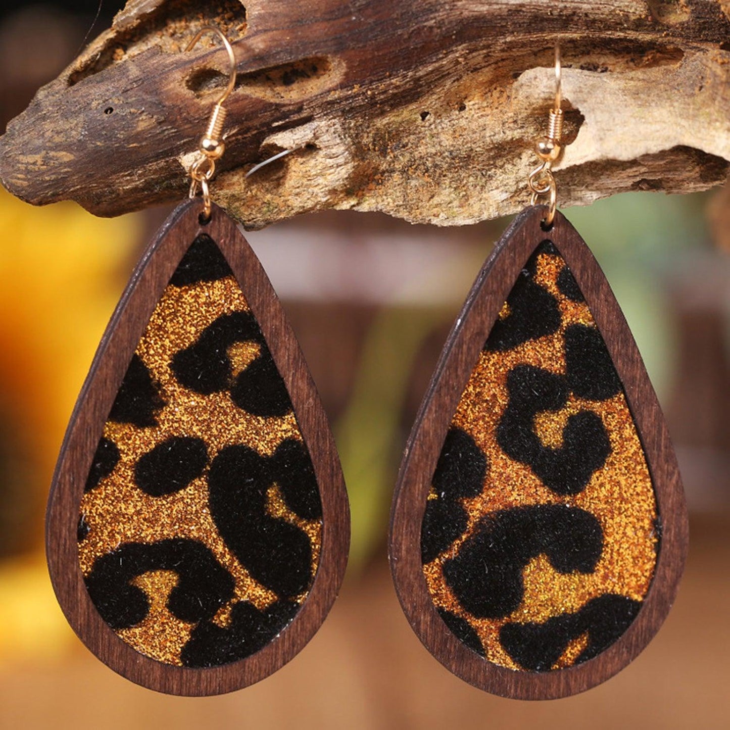 Sequin Wood Teardrop Earrings Carauana Store