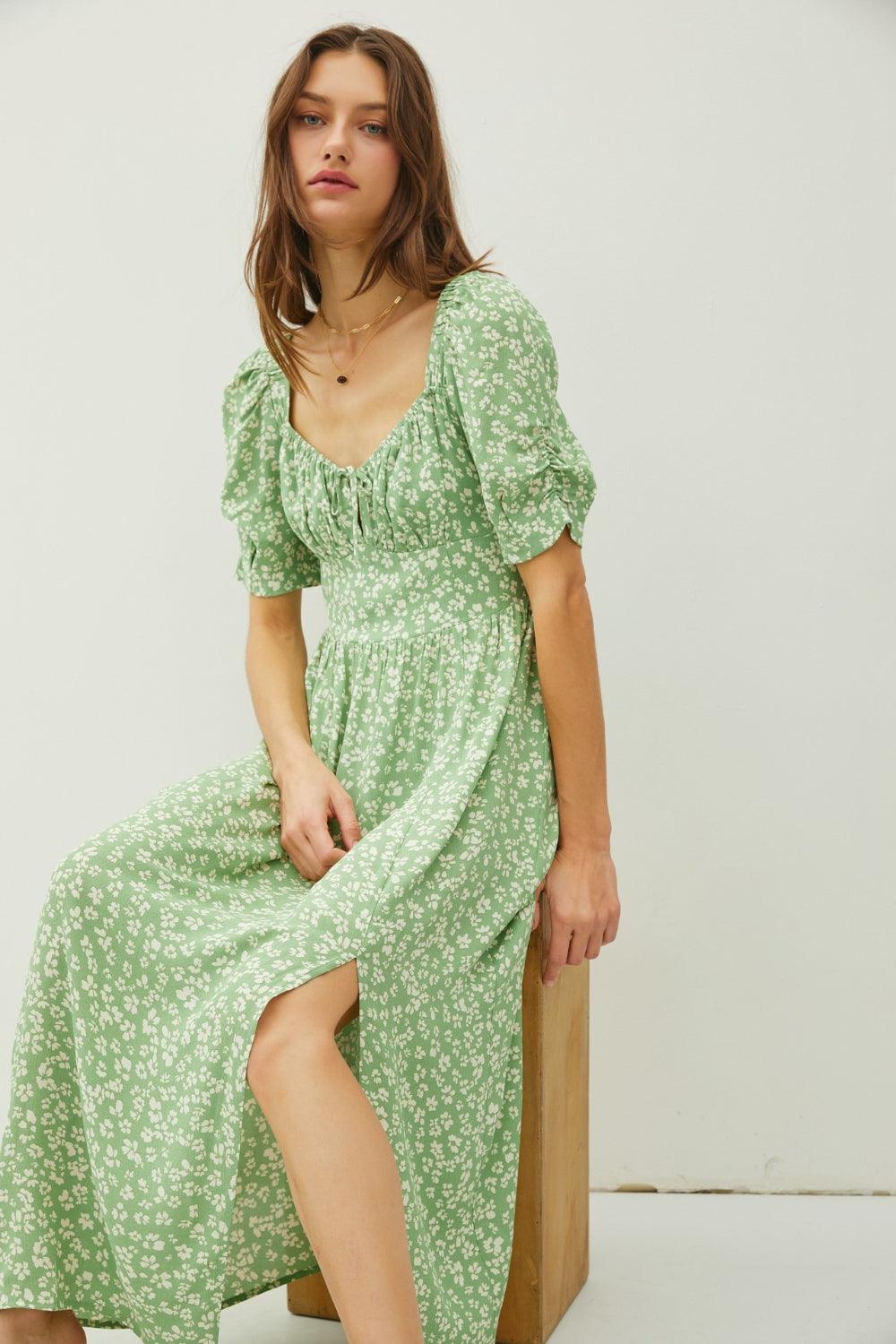 Be Cool Floral Smocked Back Slit Dress Carauana Store