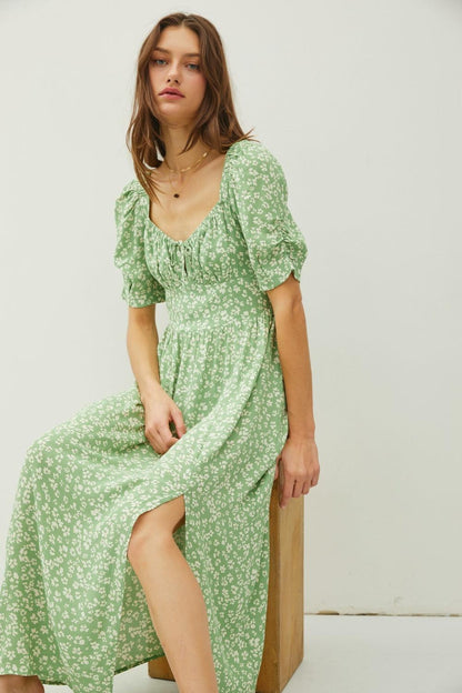Be Cool Floral Smocked Back Slit Dress Carauana Store