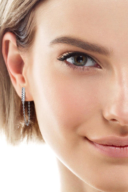 Moissanite 925 Sterling Silver Connected Earrings Carauana Store