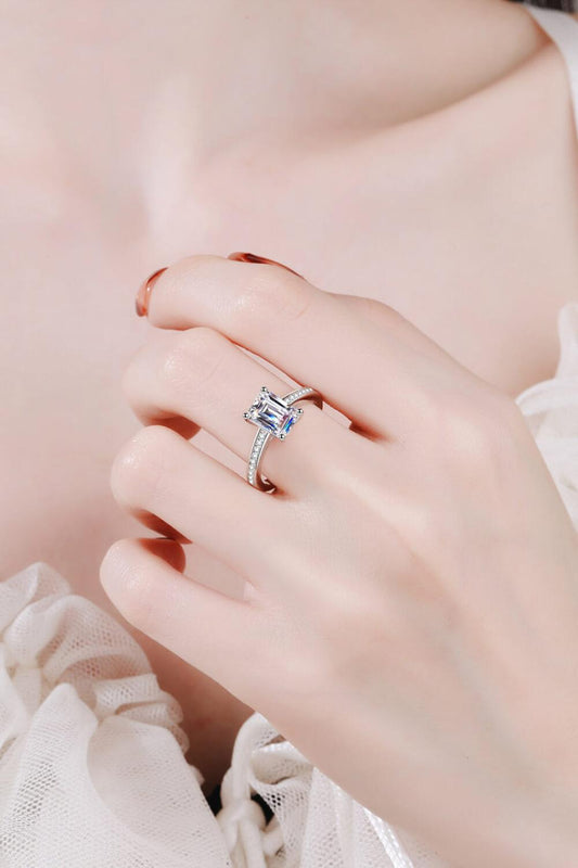 925 Sterling Silver Side Stone Moissanite Ring Carauana Store