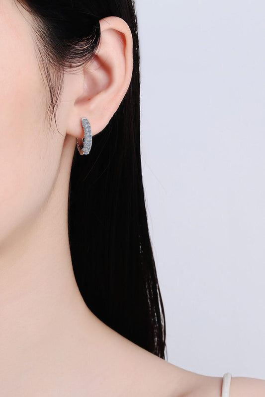925 Sterling Silver Moissanite Huggie Earrings Carauana Store