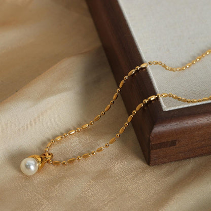 Titanium Steel Pearl Pendant Necklace Carauana Store