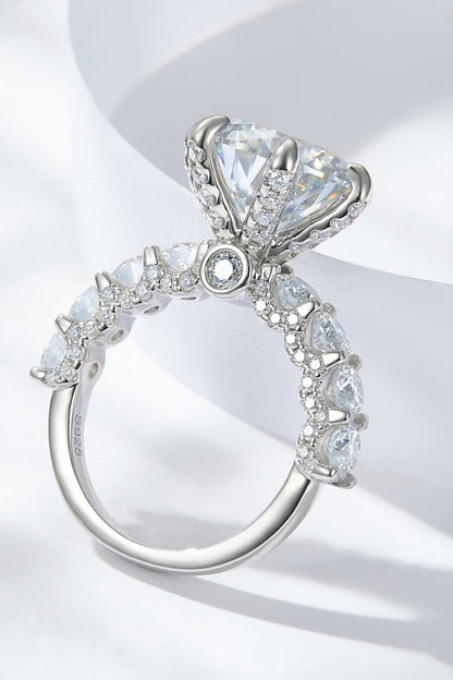 3-Carat Moissanite Platinum-Plated Side Stone Ring Carauana Store