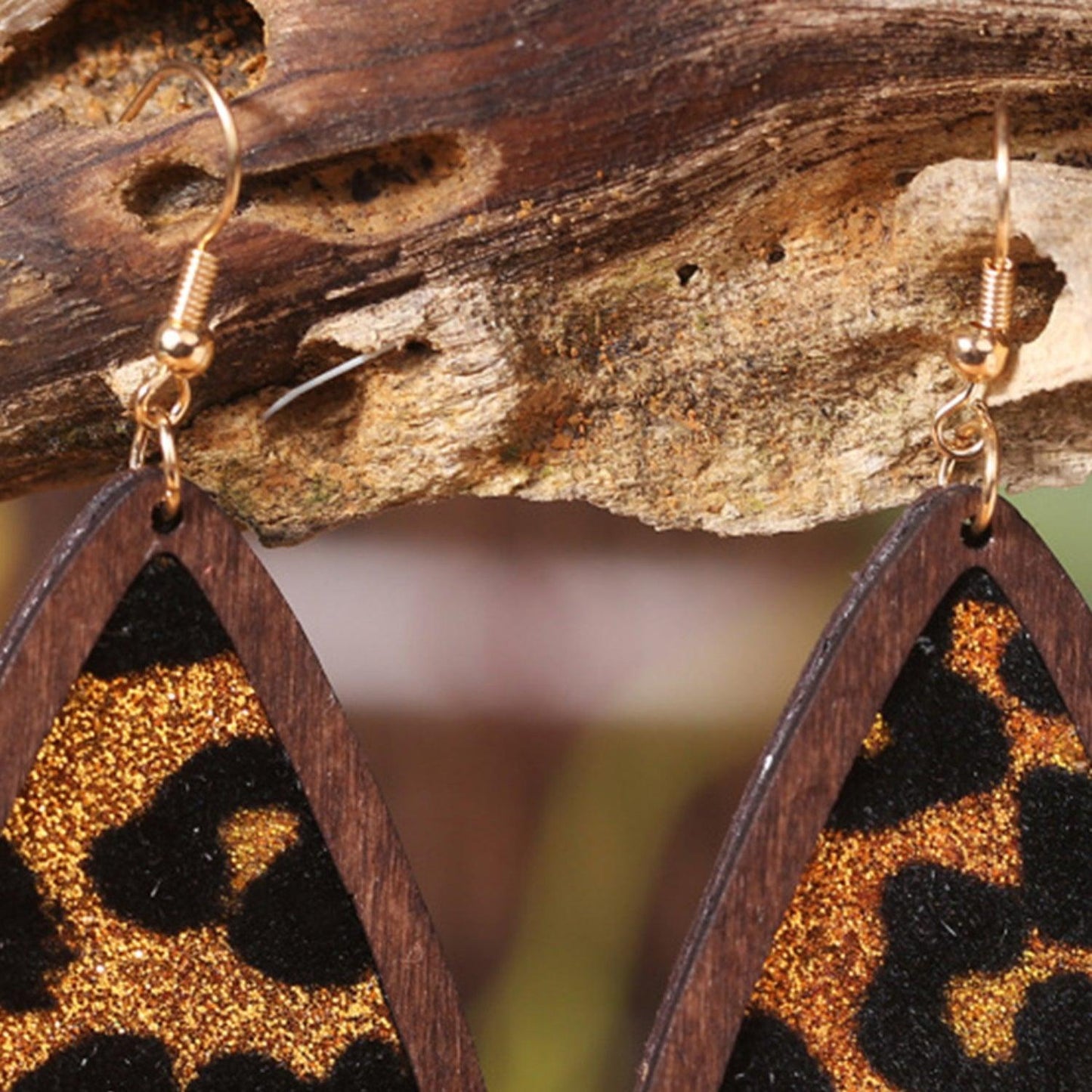 Sequin Wood Teardrop Earrings Carauana Store