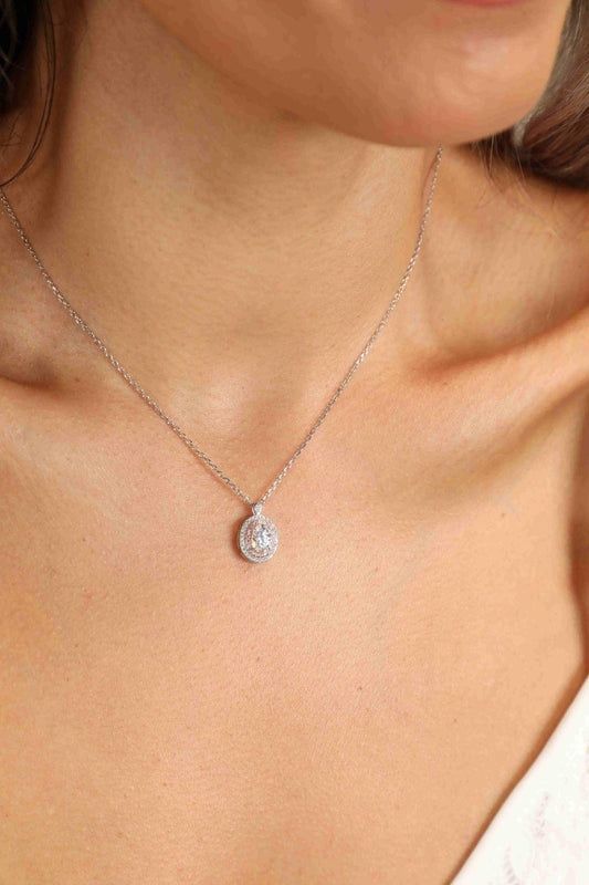 Adored 925 Sterling Silver Rhodium-Plated 1 Carat Moissanite Pendant Necklace Carauana Store