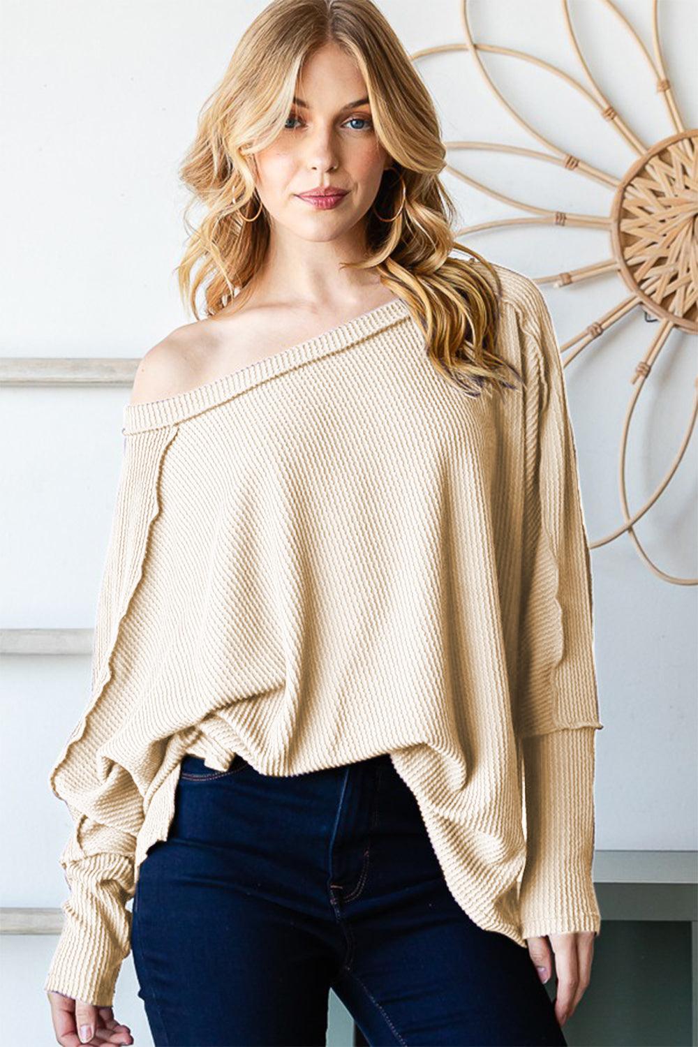 Reborn J Exposed Seam Lantern Sleeve Top Carauana Store