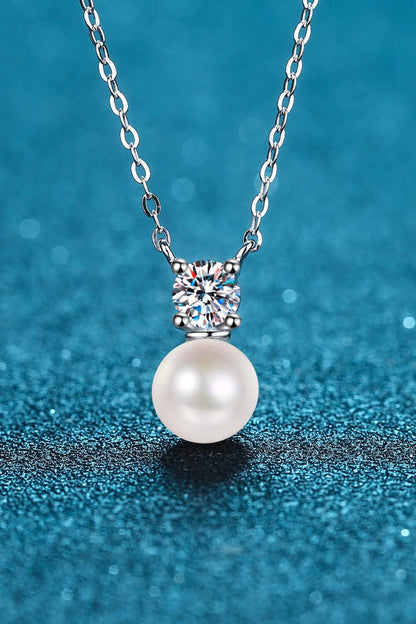 925 Sterling Silver Freshwater Pearl Moissanite Necklace Carauana Store