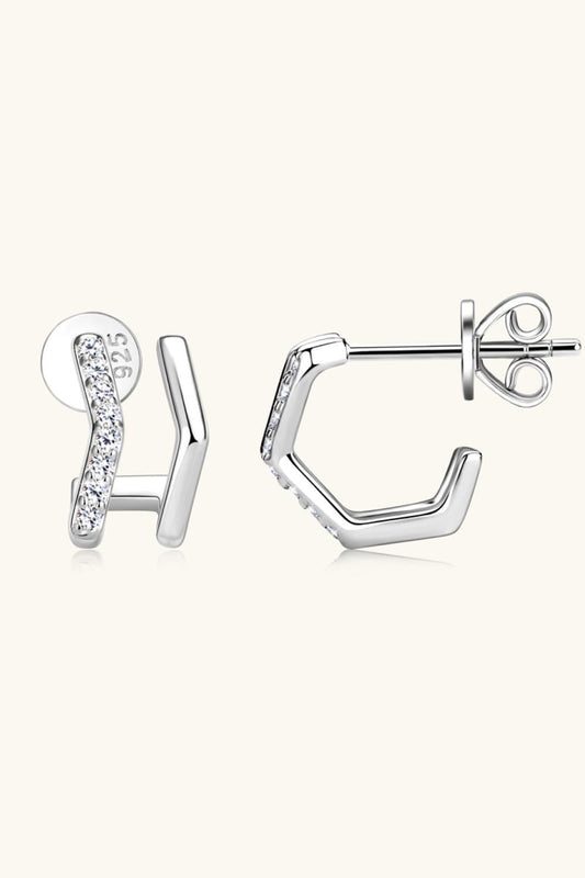 Moissanite 925 Sterling Silver Double-Layered Earrings Carauana Store