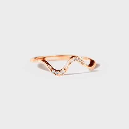 925 Sterling Silver Inlaid Zircon Wave Shape Ring Carauana Store