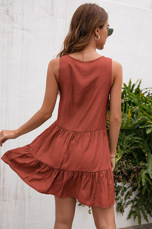 Tassel Tie Lace Trim Sleeveless Dress Carauana Store