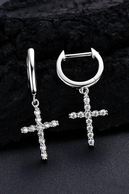925 Sterling Silver Moissanite Cross Earrings Carauana Store