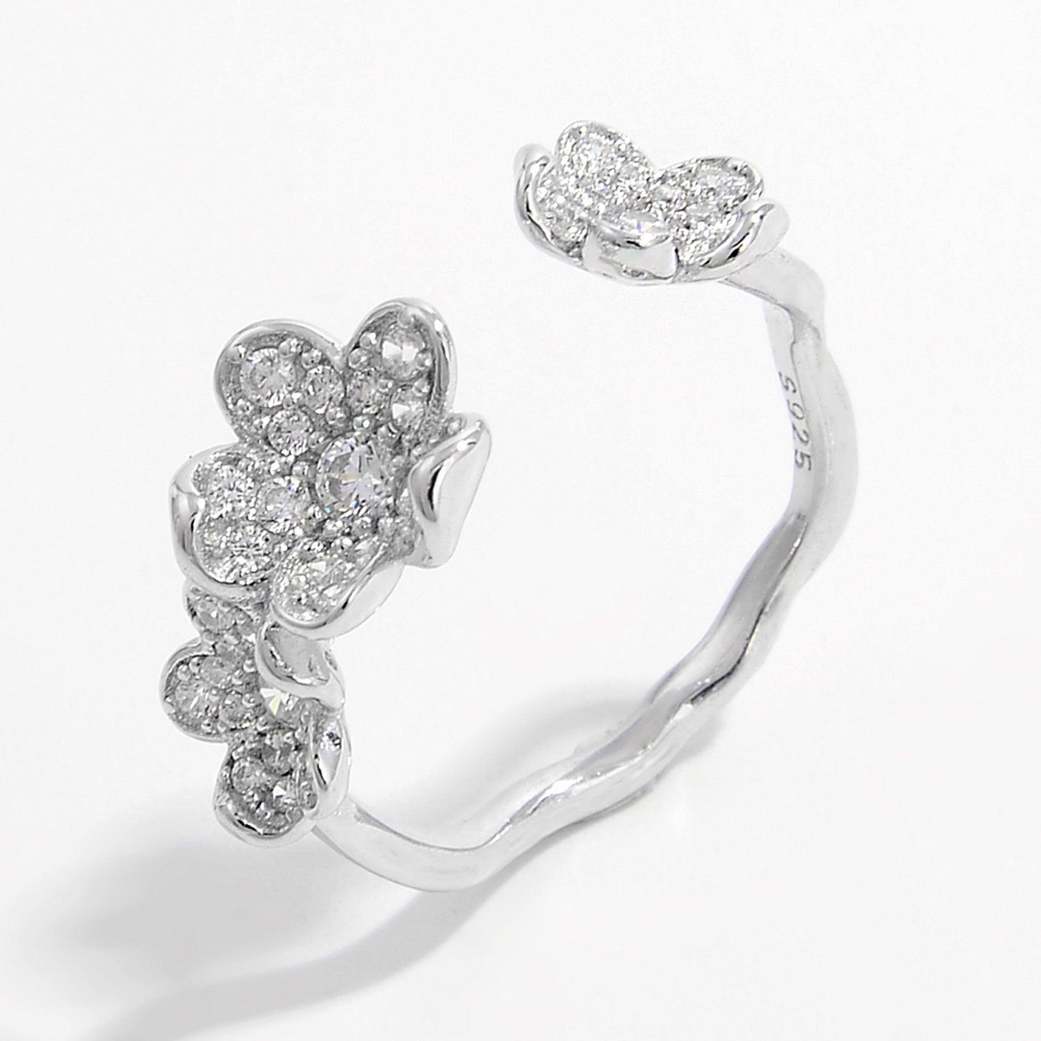 925 Sterling Silver Inlaid Zircon Open Ring Carauana Store