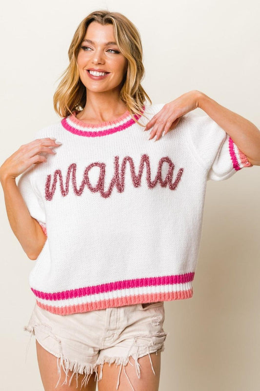 BiBi MAMA Contrast Trim Short Sleeve Sweater Carauana Store