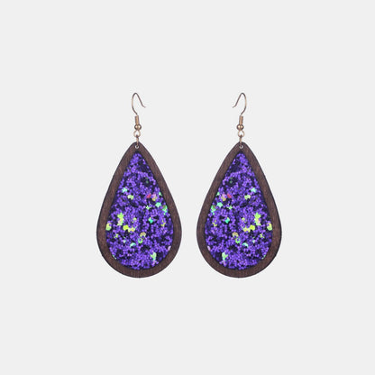 Sequin Wood Teardrop Earrings Carauana Store