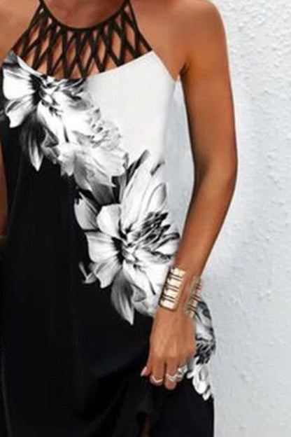 Printed Grecian Neck Mini Dress Carauana Store