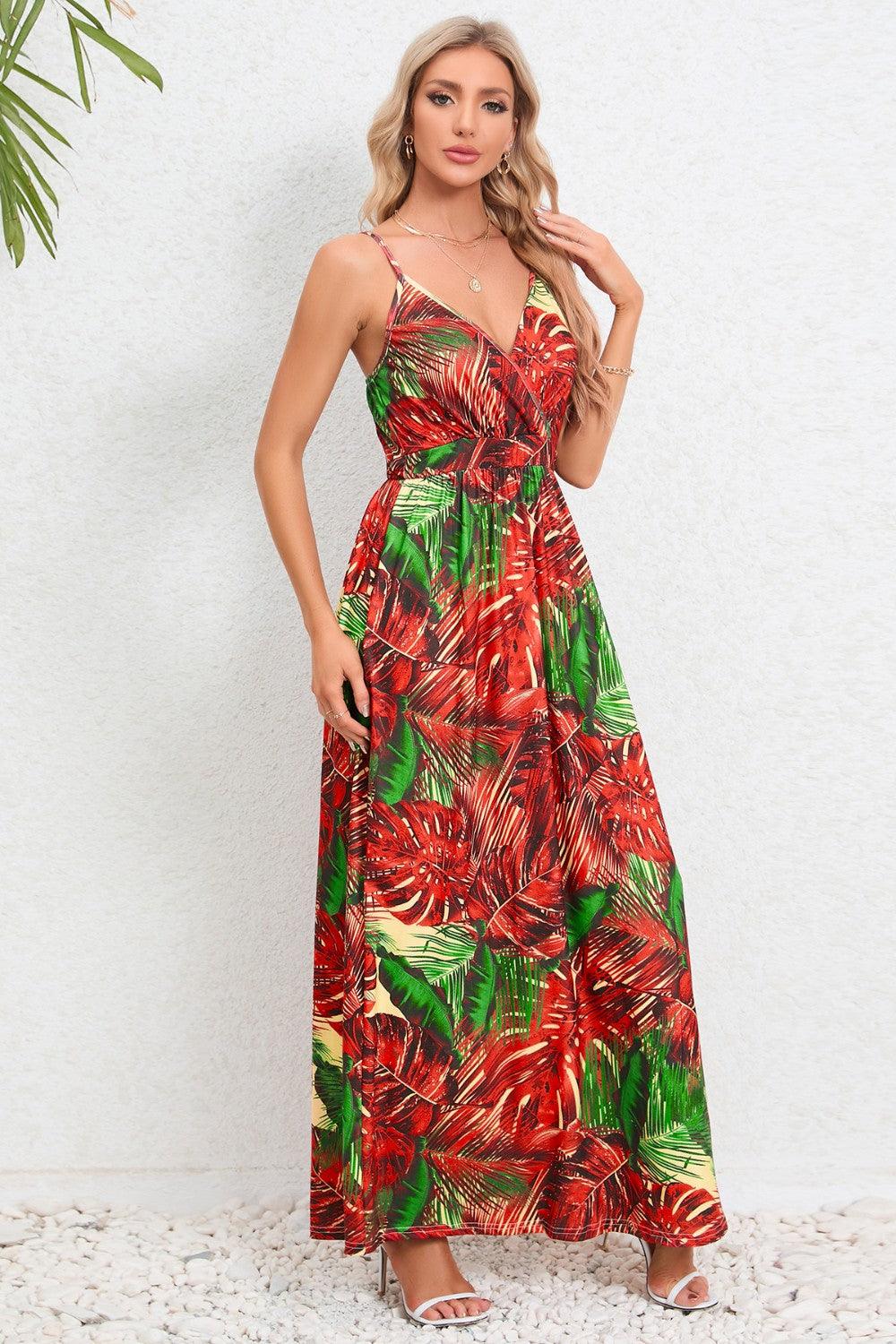 Printed Surplice Maxi Cami Dress Carauana Store