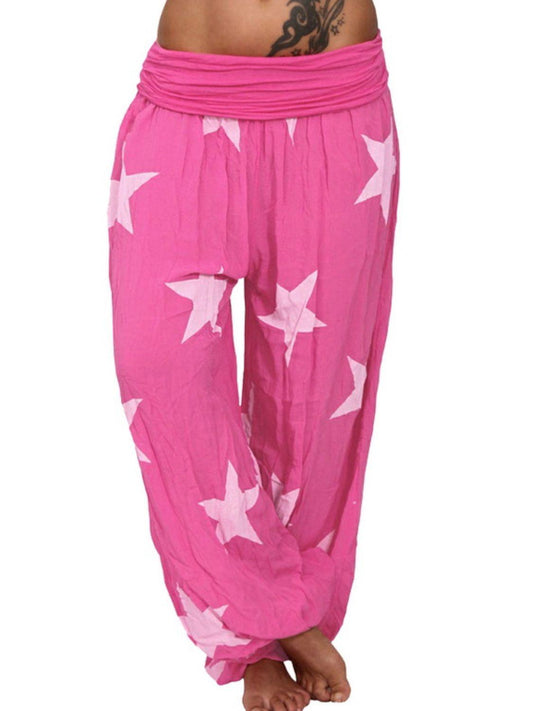 Full Size Ruched High Waist Printed Pants Carauana Store