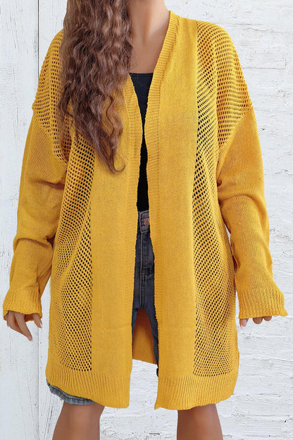 Plus Size Openwork Long Sleeve Open Front Cardigan Carauana Store