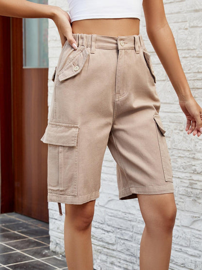 High Waist Denim Shorts with Pockets Carauana Store
