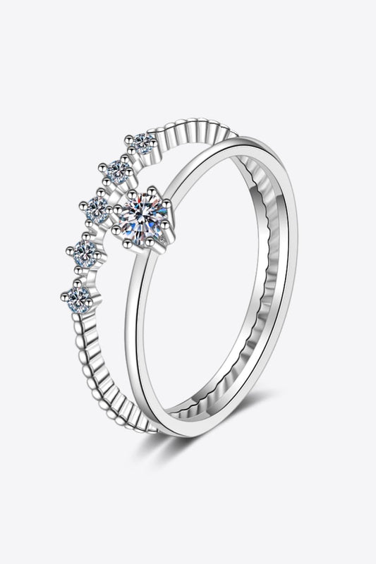Moissanite 925 Sterling Silver Two-Piece Ring Set Carauana Store