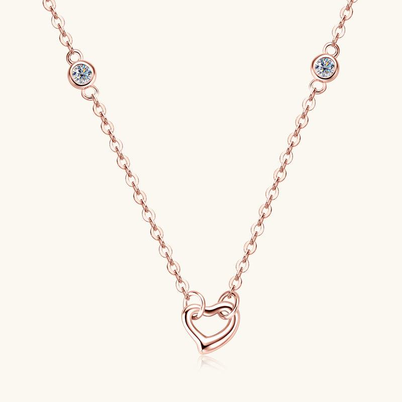 Moissanite 925 Sterling Silver Heart Necklace Carauana Store