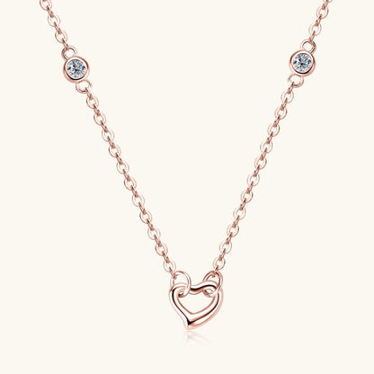 Moissanite 925 Sterling Silver Heart Necklace Carauana Store