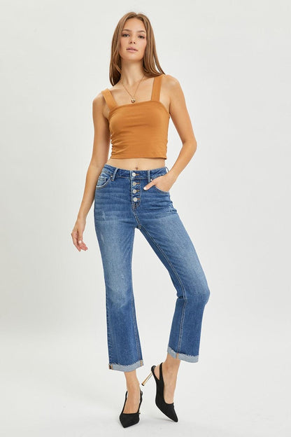 RISEN Full Size Button Fly Cropped Bootcut Jeans Carauana Store